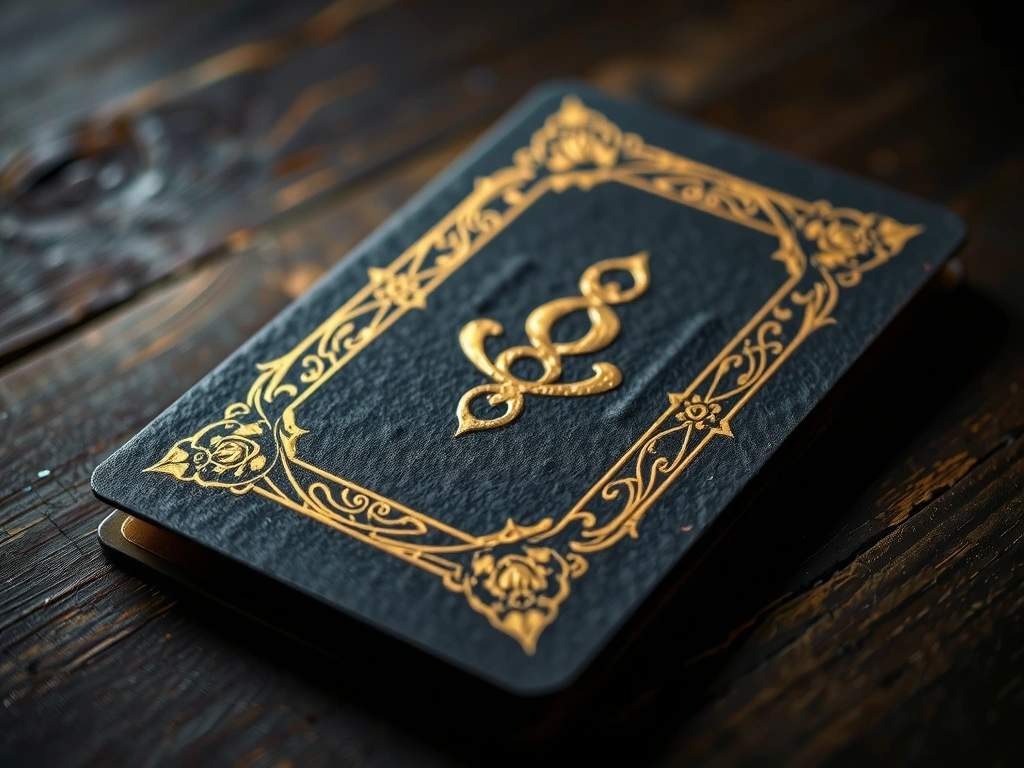 Detale złotego symbolu na tle kart tarota